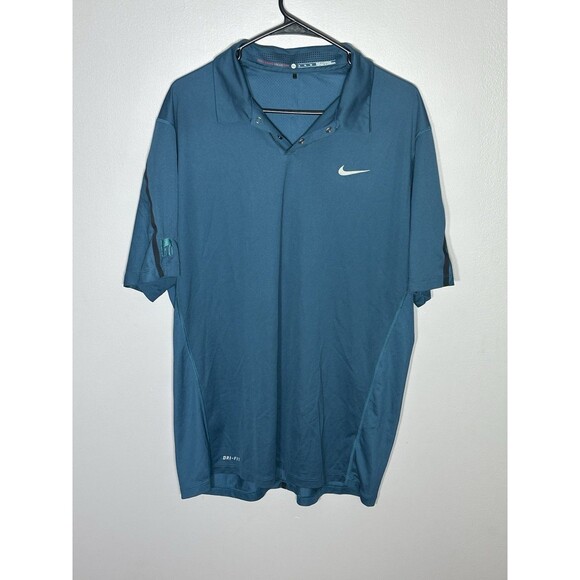 Nike Tiger Woods Collection Polo Shirt Men’s XL Blue Dri-Fit Golf “70” Stitching - Picture 1 of 11
